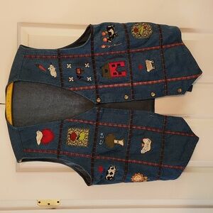 Decorative Denim Women's Vest, Size Large